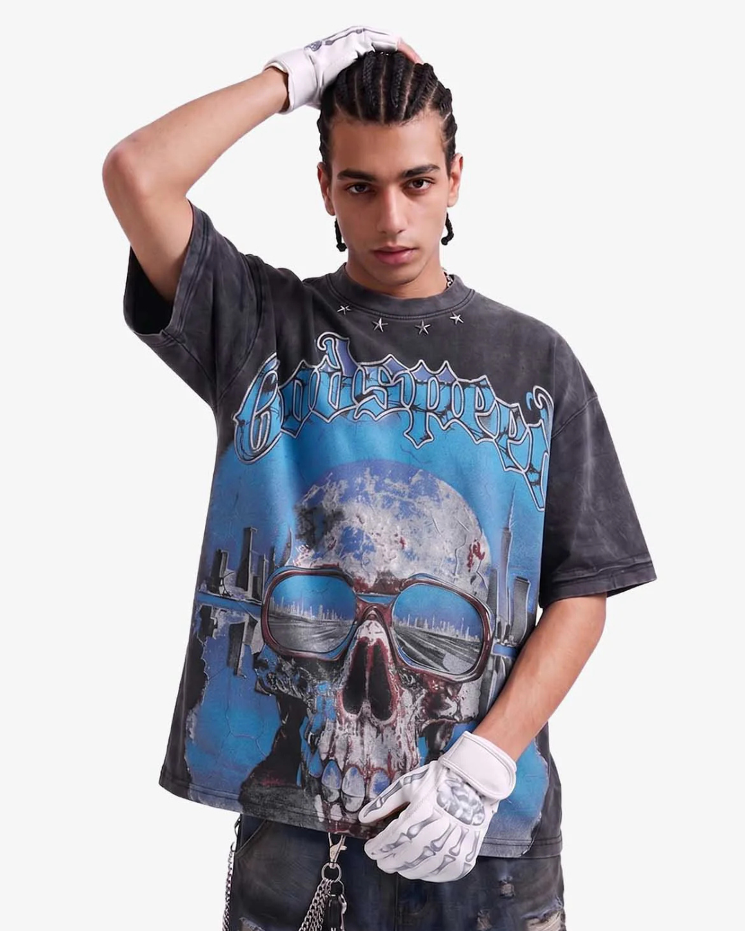 Midnight Blue Skull Graphic Tee