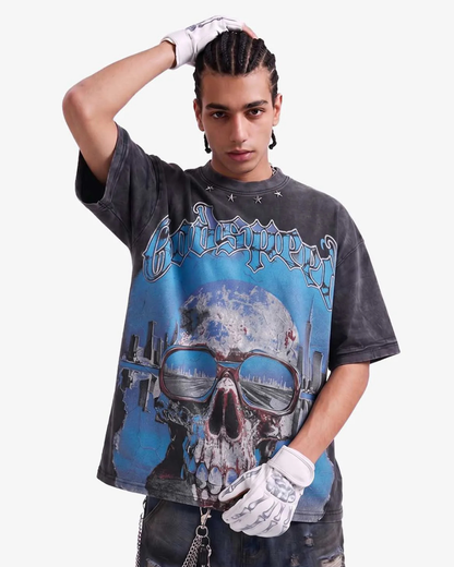 Midnight Blue Skull Graphic Tee