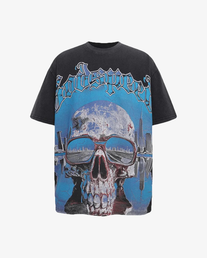 Midnight Blue Skull Graphic Tee