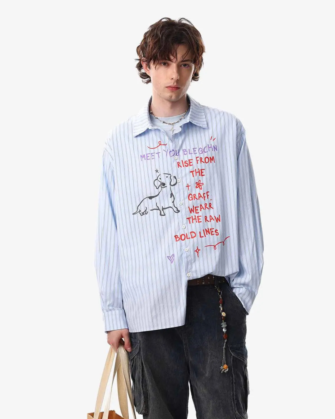 Sky Blue Graffiti Stripe Shirt