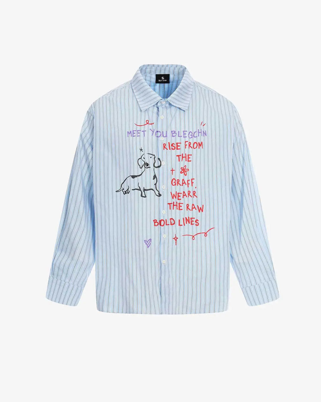 Sky Blue Graffiti Stripe Shirt