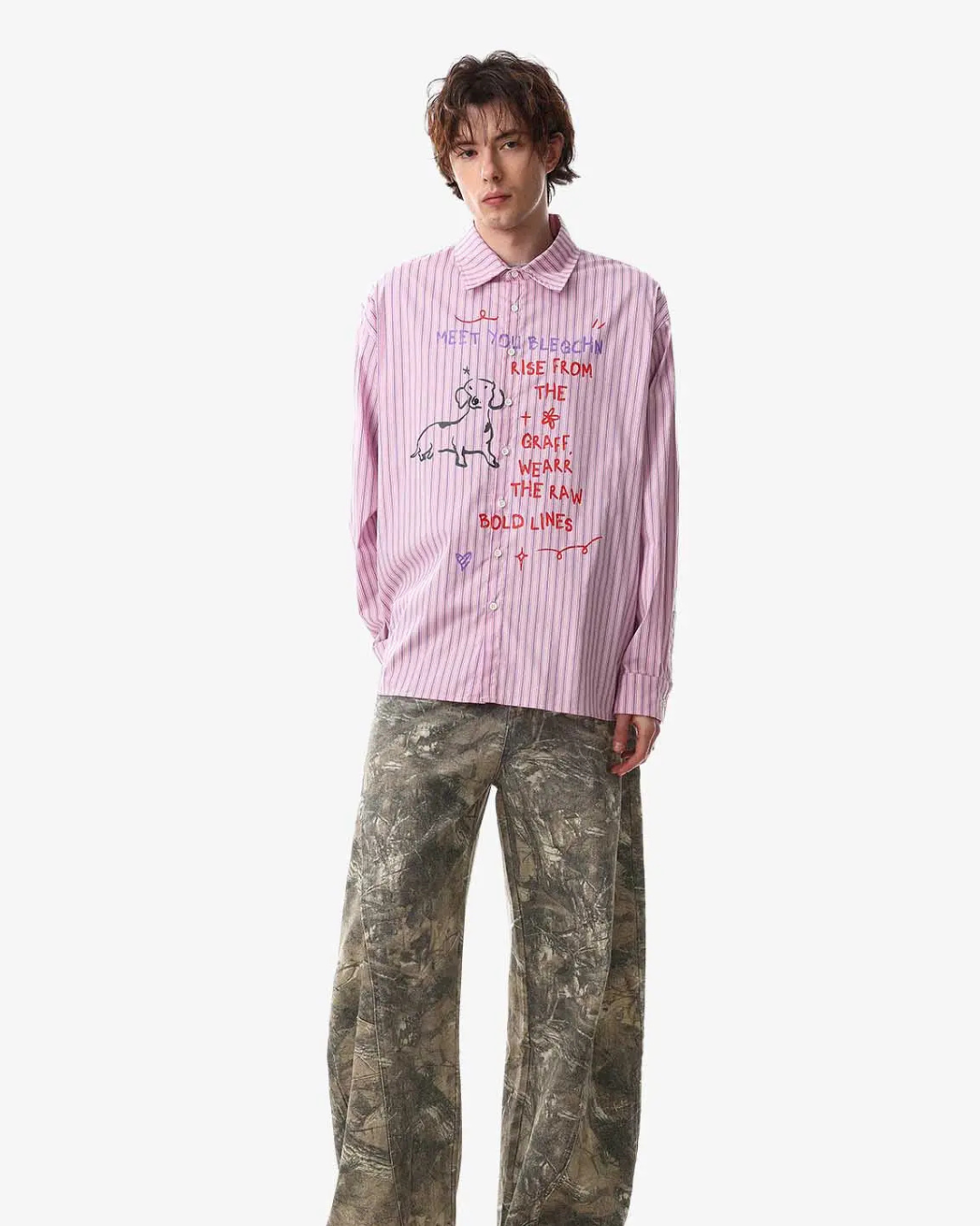 Blush Pink Graffiti Stripe Shirt