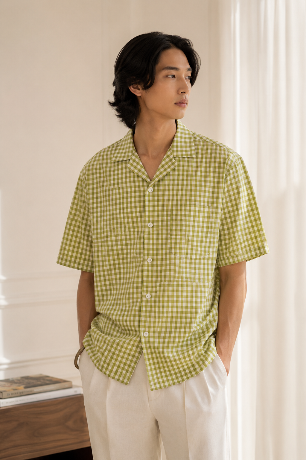 Olive Gingham Resort Shirt