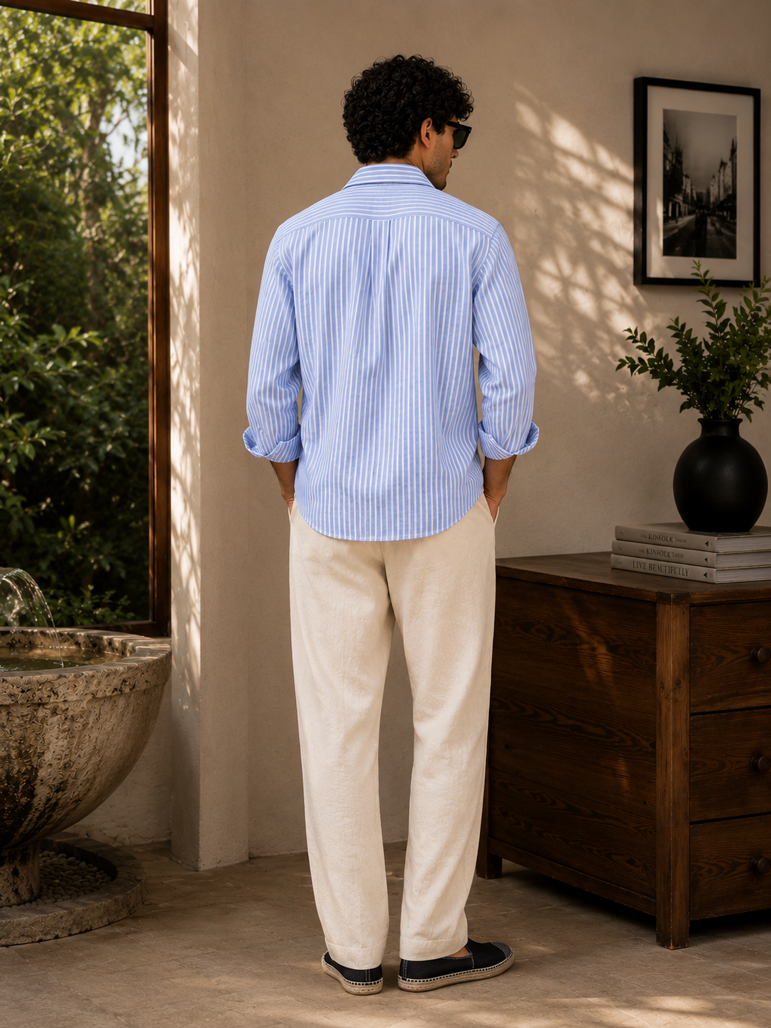 Azure Pinstripe Shirt Blue