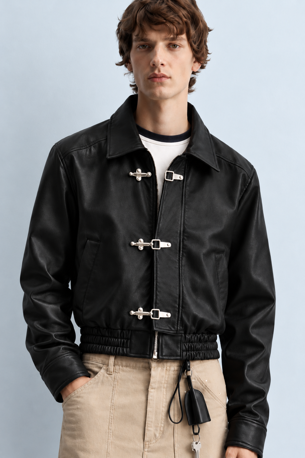 Chrome Buckle Leather Jacket (Pre-Order)